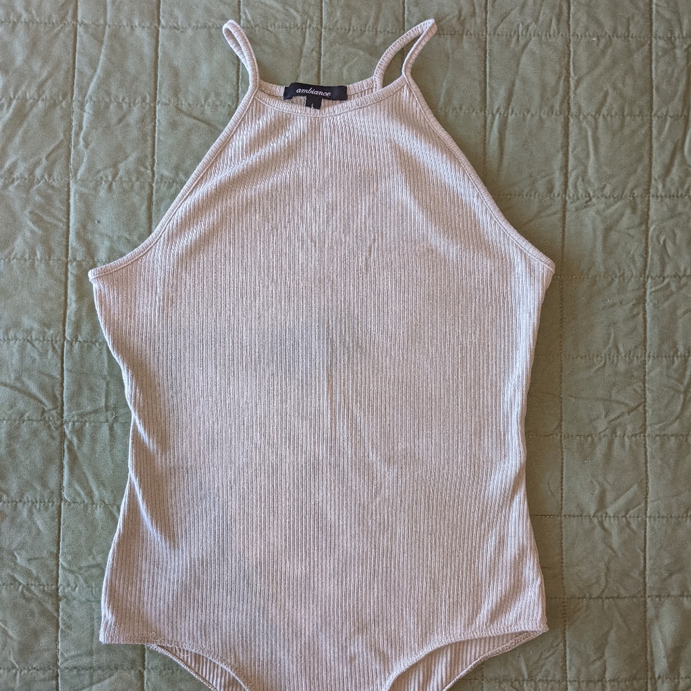Olive Green Halter Neckline Snap Body Suit - Large